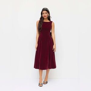 Cider Velvet Boat Neck Bowknot Midi Dress NWT